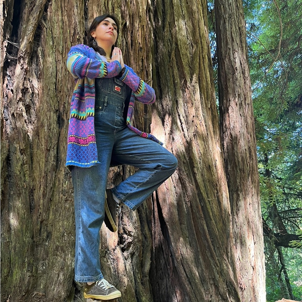 Norm Thompson Long Multi-Color Purple Striped Cardigan